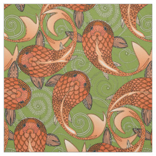 paisley fish green fabric