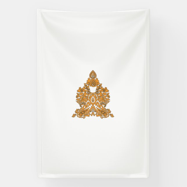 Paisley Floral Art • Orange Boho Decor Banner (Vertical)