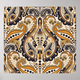 Paisley Floral: Colourful Seamless Design Poster