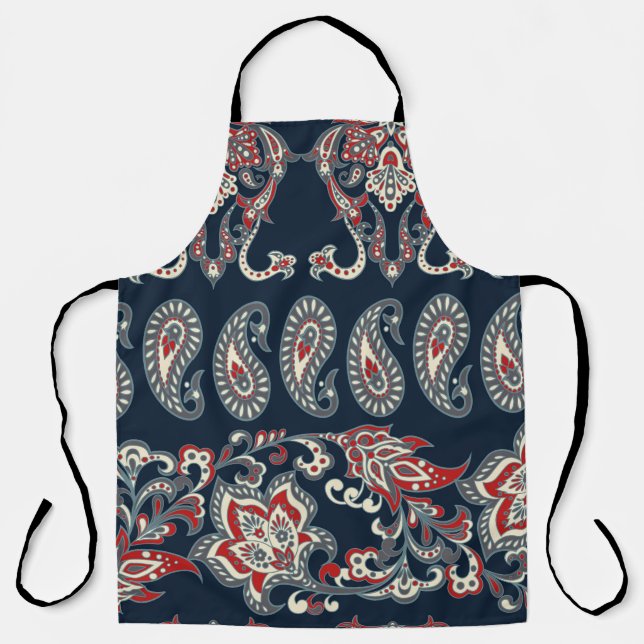 Paisley floral, damask vintage pattern. apron (Front)