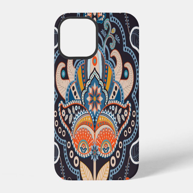 Paisley Floral: Dark Indian Pattern iPhone Case (Back)