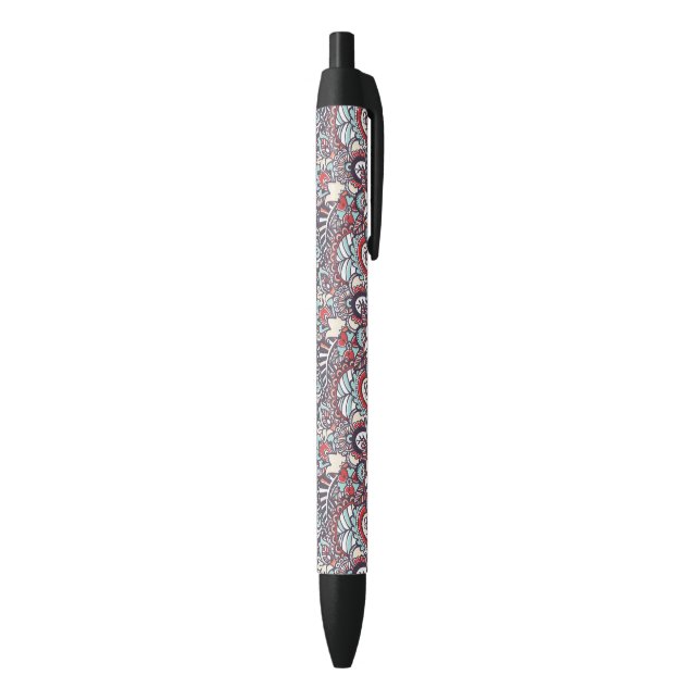 Paisley Floral Doodle Pattern Black Ink Pen (Bottom (Vertical))