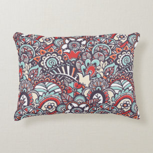Paisley Floral Doodle Pattern Decorative Cushion