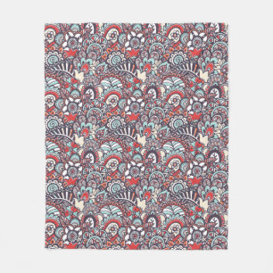 Paisley Floral Doodle Pattern Fleece Blanket