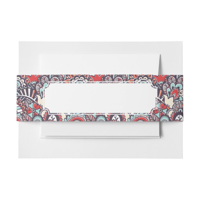 Paisley Floral Doodle Pattern Invitation Belly Band (Front Example)