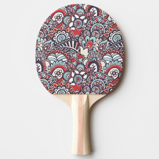 Paisley Floral Doodle Pattern Ping Pong Paddle (Front)