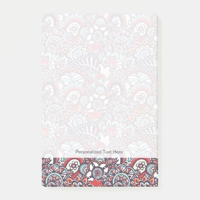 Paisley Floral Doodle Pattern Post-it Notes (Front)