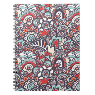 Paisley Floral Doodle Pattern Spiral Notebook