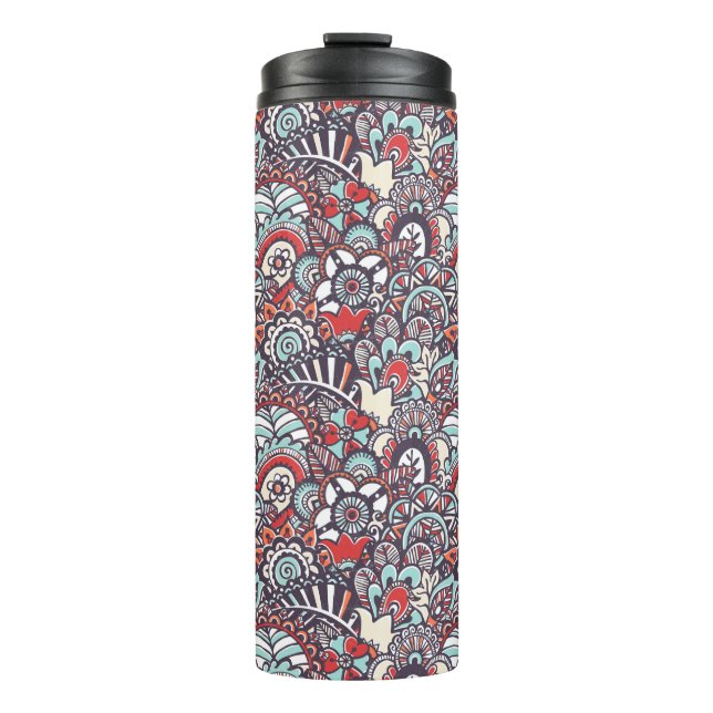 Paisley Floral Doodle Pattern Thermal Tumbler (Front)