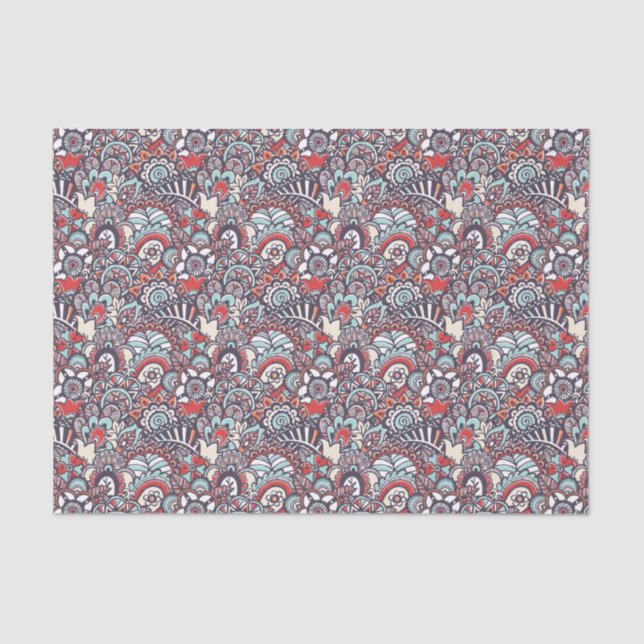 Paisley Floral Doodle Pattern Tissue Paper (Front)
