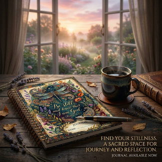 Paisley floral frame and dragonfly Be still Notebook