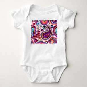 Paisley Floral Indian Seamless Ornament Baby Bodysuit