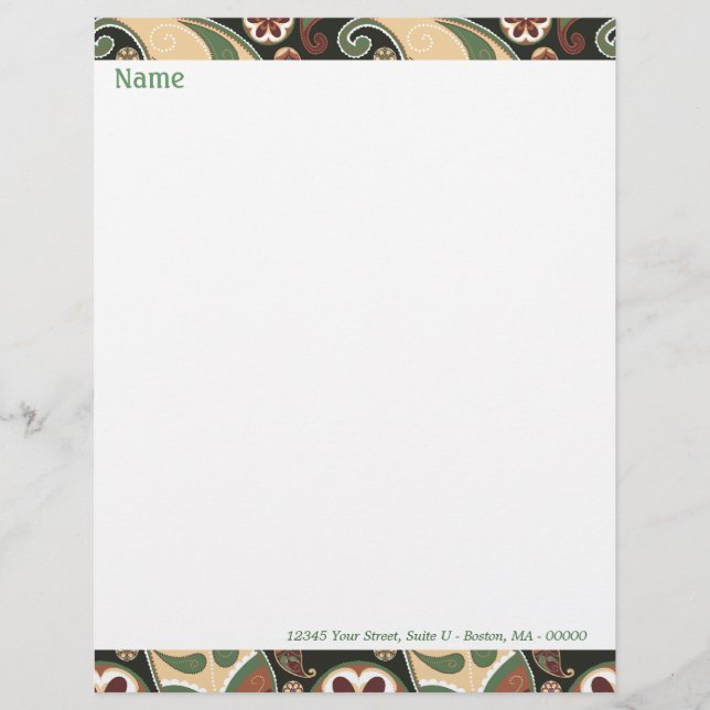 Paisley & Floral Letterhead (Front)