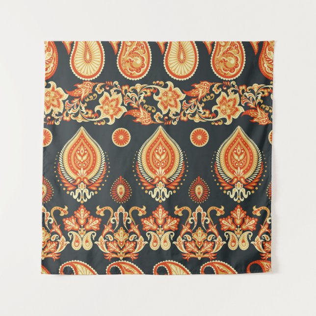 Paisley Floral oriental ethnic Pattern. Seamless A Tapestry (Front)