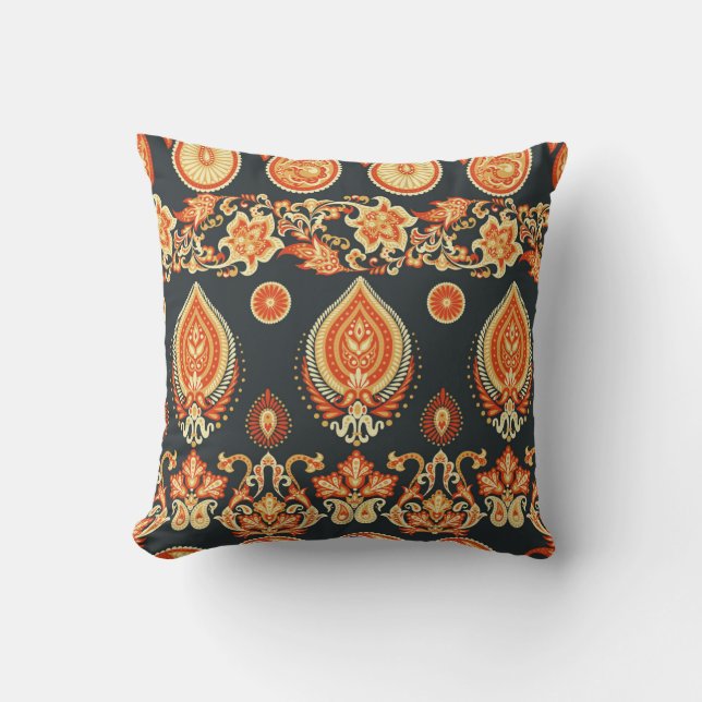 Paisley Floral: Oriental Ethnic Seamless Cushion (Front)