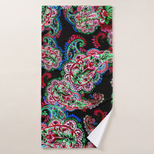 Paisley Floral Pattern, Ethnic Background. Bath Towel