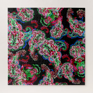Paisley Floral Pattern, Ethnic Background. Jigsaw Puzzle