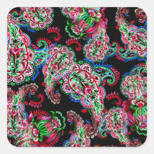 Paisley Floral Pattern, Ethnic Background. Square Sticker