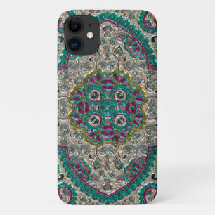 Paisley floral pattern teal silver pink bohemian  Case-Mate iPhone case