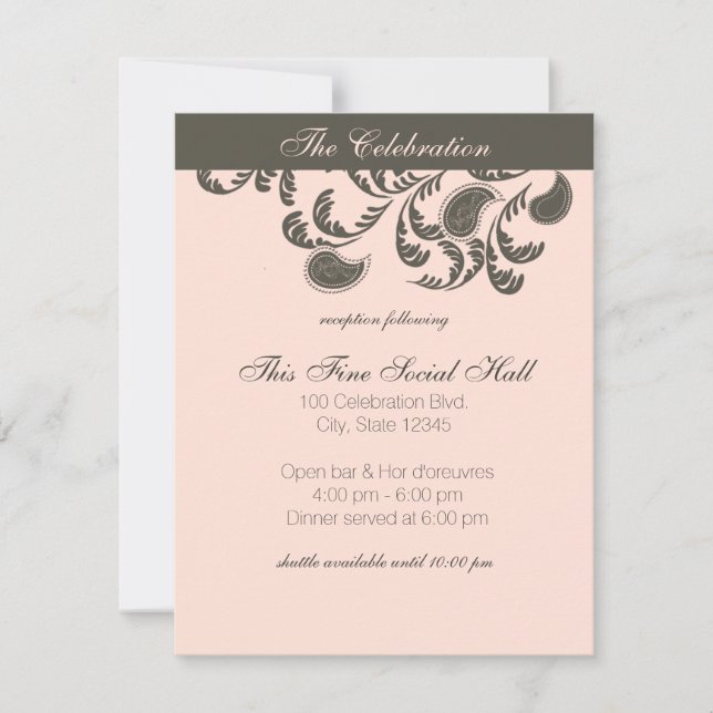 Paisley Floral Reception Invitation (Front)