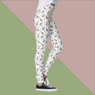 Paisley Flowers Dots Green Pink Purple Leggings