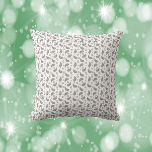 Paisley Flowers Dots Green Rose Purple Pattern Cushion