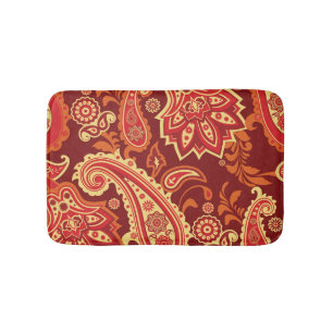 Paisley, flowers: ornamental seamless pattern bath mat