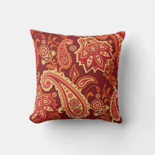 Paisley, flowers: ornamental seamless pattern cushion