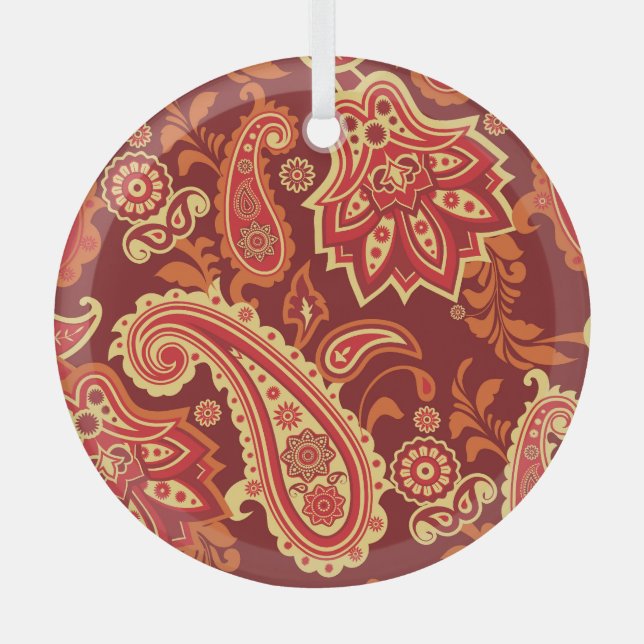 Paisley, flowers: ornamental seamless pattern glass tree decoration (Front)
