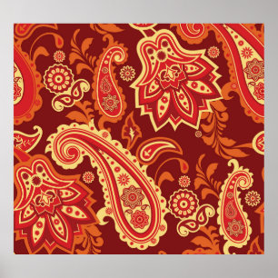 Paisley, flowers: ornamental seamless pattern poster