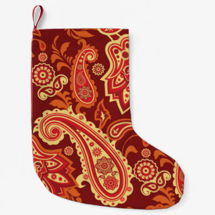 Paisley, flowers: ornamental seamless pattern small christmas stocking