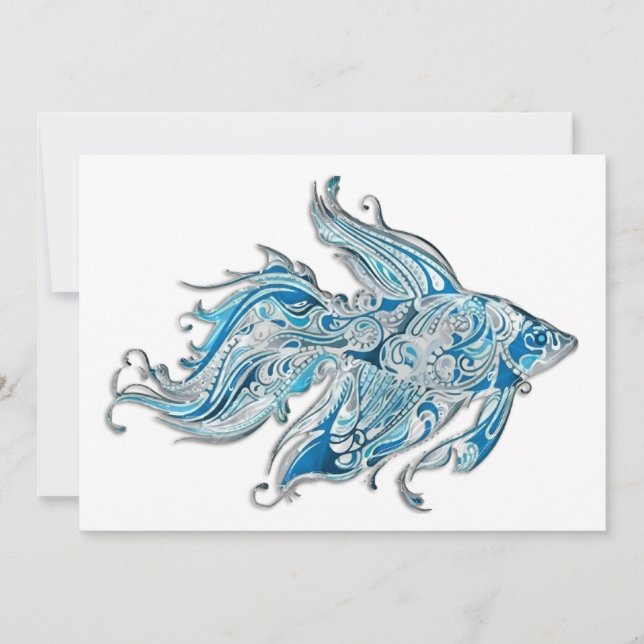Paisley Flowing Fish Invitation (Front)