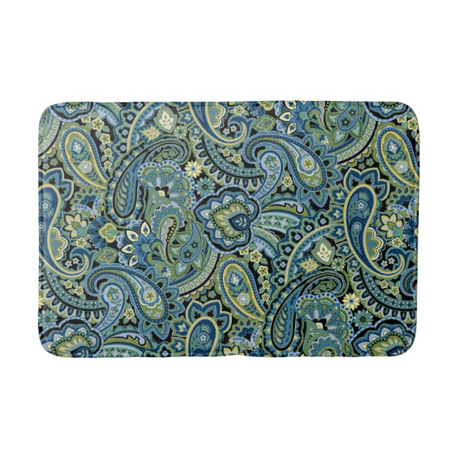 Paisley Forest Green Bath Mat (Front)