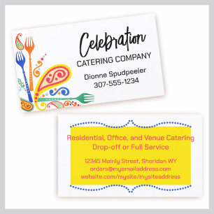 paisley forks cooking catering culinary business c card