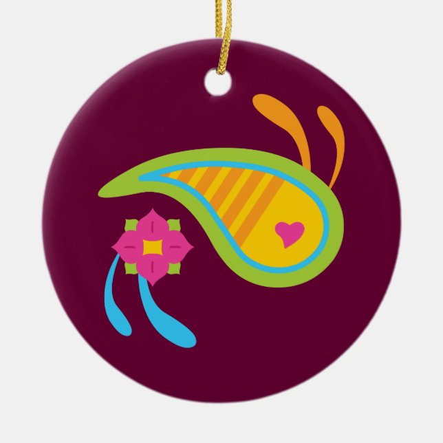 Paisley Fun Ceramic Tree Decoration (Front)