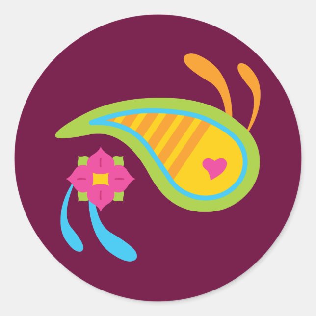 Paisley Fun Classic Round Sticker (Front)