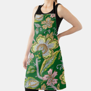 Paisley Garden Stylised Floral Embroidery Apron