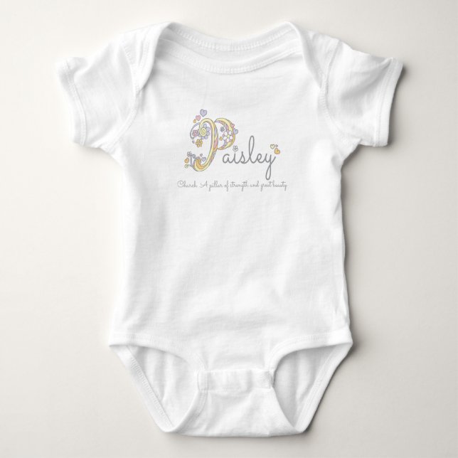 Paisley girls P name meaning custom baby apparel Bodysuit (Front)