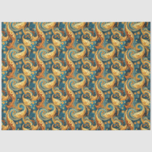 Paisley Golden Flower Abstract Pattern 1 Tissue Paper