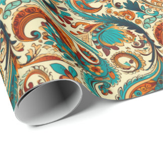 Paisley Golden Flower Abstract Pattern 5 Wrapping Paper