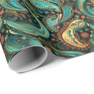 Paisley Golden Flower Abstract Pattern 9 Wrapping Paper