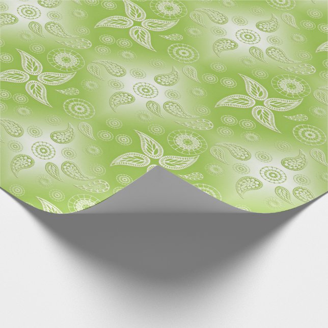 Paisley Green Lime pattern. Wrapping Paper (Corner)
