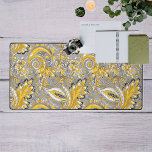 Paisley Grey and Yellow pattern Desk Mat<br><div class="desc">This design may be personalised by choosing the Edit Design option. You may also transfer onto other items. Contact me at colorflowcreations@gmail.com or use the chat option at the top of the page if you wish to have this design on another product or need assistance with this design. See more...</div>