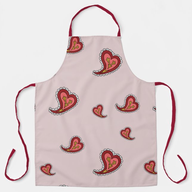 Paisley Heart All-Over Print Apron (Front)