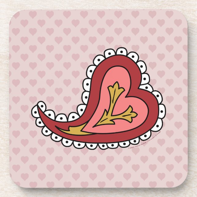 Paisley Heart Square Coaster (Front)
