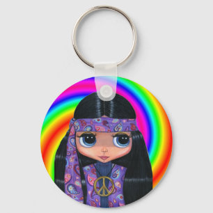Paisley Hippie Doll Swirl Keychain