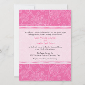 Paisley Impression in Pink Wedding Invitation