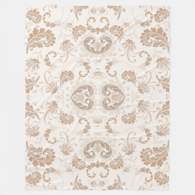 Paisley in Beige Aesthetic Modern Tan Brown Fleece Blanket (Front)