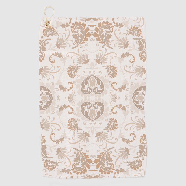 Paisley in Beige Aesthetic Modern Tan Brown Golf Towel (Front)