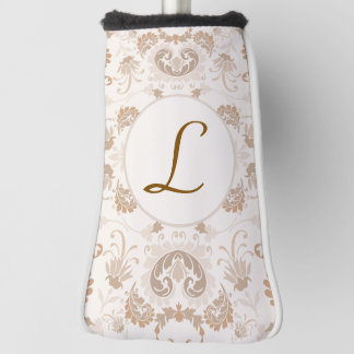Paisley in Beige Aesthetic Modern Tan Brown Init. Golf Head Cover